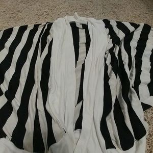 Black and white striped cardigan